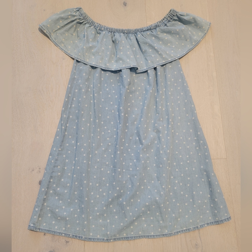 Lulu's Starry Chambray Off-the-Shoulder Dress
